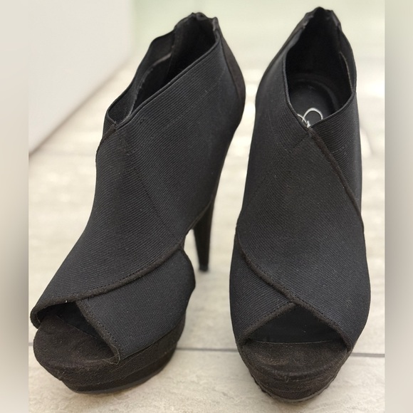 Vintage Jessica Simpson - Y2K Elastic Platform Heeled Bootie - Black - size 8.5 - Picture 1 of 11